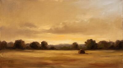 Tonalist Meadow Dawn Oil Painting Canvas Wall Art