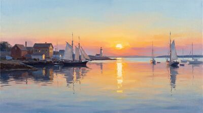 Harbor Dawn Sunrise Canvas Painting