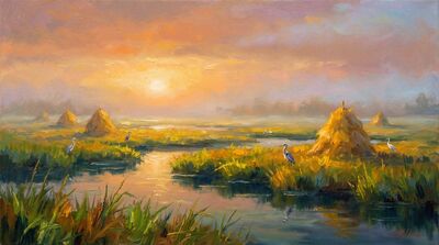 Salt Marsh Dawn Sunrise Canvas Wall Art
