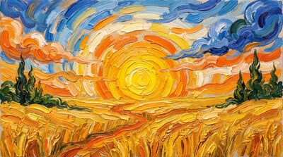 Wheat Field Dawn Sunrise Canvas Painting