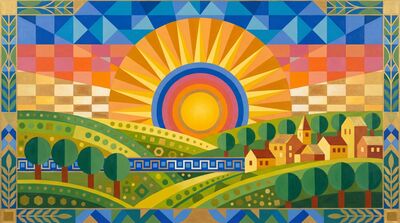 Decorative Dawn Sunrise Vienna Secession Canvas Wall Art