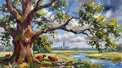 Great English Oak Tree Oil Painting Canvas Wall Art
