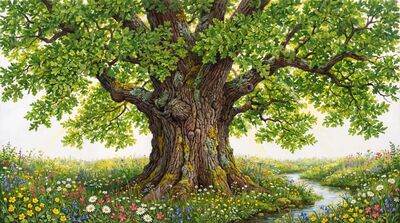 Ancient English Oak Tree Canvas Wall Art