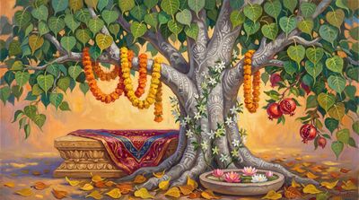 Sacred Bodhi Tree Canvas Wall Art