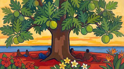 Tropical Breadfruit Tree Canvas Wall Art