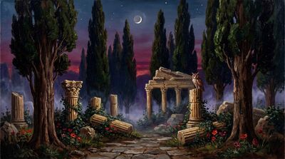 Sacred Cypress Grove Twilight Canvas Painting