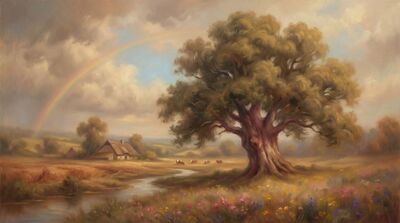 Great Oak Flemish Landscape Canvas Wall Art