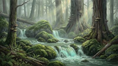 Primordial Waterfall Ancient Forest Oil Painting Canvas Wall Art