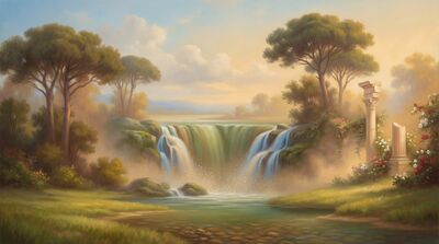 Grand Cascade Mythic Landscape Oil Painting Canvas Wall Art