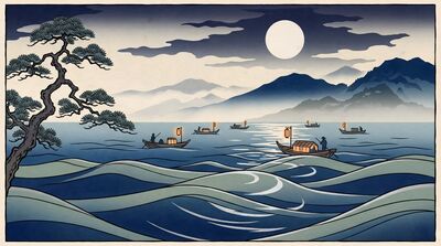 Moonlit Ocean Swell Canvas Wall Art