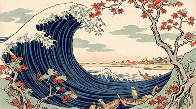 Tsunami Approaching Shore Canvas Painting