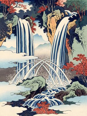 Double Waterfall Canvas Wall Art