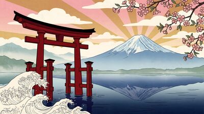 Mount Fuji Reflected in Lake Canvas Wall Art
