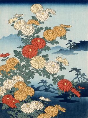 Chrysanthemum Cascade Canvas Painting