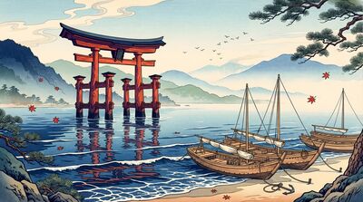 Torii Gate in Water Canvas Wall Art