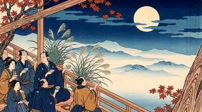 Autumn Moon Viewing Canvas Painting