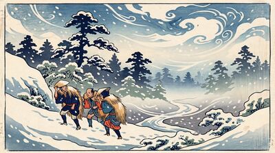 Blizzard on Mountain Road Canvas Wall Art