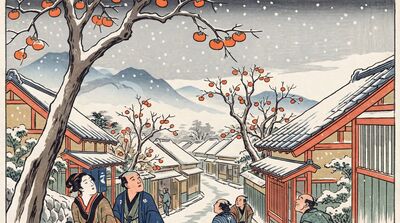 First Snow on Village Canvas Wall Art