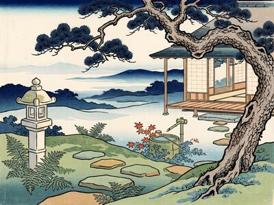 Tea Ceremony Garden Canvas Painting