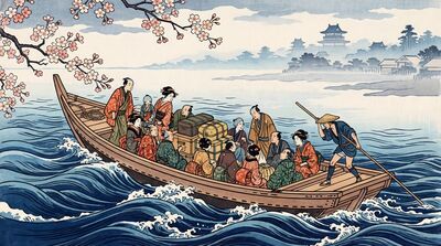 Ferry Crossing Canvas Painting