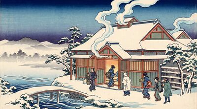 Bathhouse Evening Canvas Wall Art
