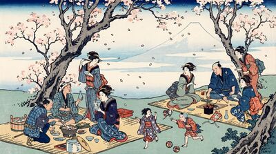 Cherry Blossom Picnic Canvas Wall Art