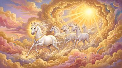 Seven Divine Celestial Horses Canvas Wall Art