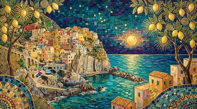 Gustav Klimt Amalfi Coast Village Canvas Painting