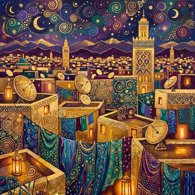 Gustav Klimt Marrakech Rooftop Panorama Canvas Painting