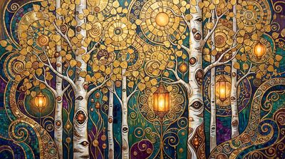 Gustav Klimt Aspen Grove in Autumn Canvas Wall Art