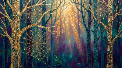 Gustav Klimt Misty Morning Forest Canvas Wall Art