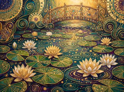 Gustav Klimt Water Lily Pond Garden Canvas Painting