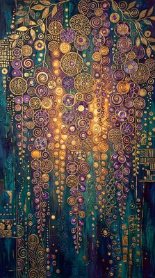 Gustav Klimt Wisteria Flower Cascade Canvas Wall Art