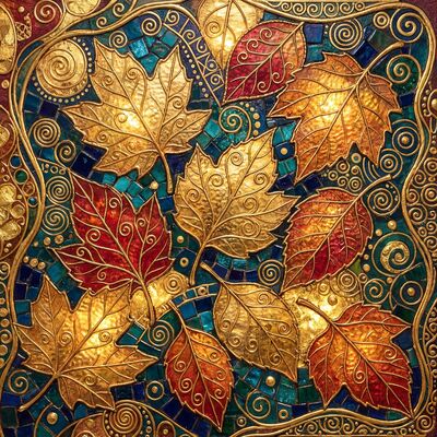 Gustav Klimt Autumn Leaves Close-Up Canvas Wall Art