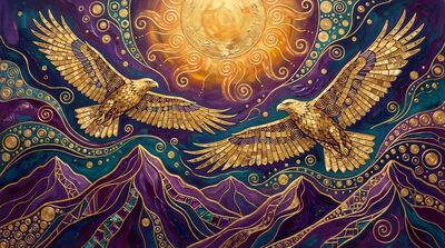 Gustav Klimt Eagles Soaring Above Canvas Wall Art