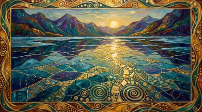 Gustav Klimt Frozen Lake Landscape Canvas Wall Art
