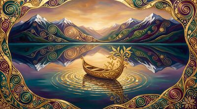 Gustav Klimt Mountain Lake Reflection Canvas Painting