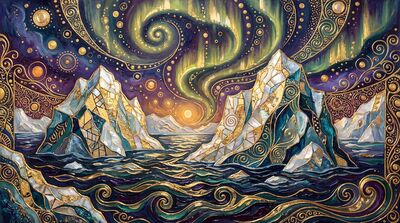 Gustav Klimt Iceberg Arctic Seascape Canvas Wall Art