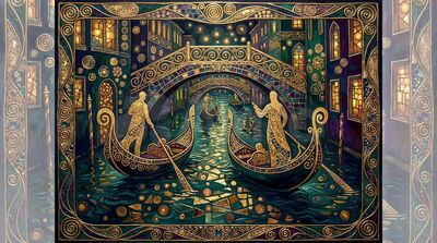 Gustav Klimt Venetian Gondola Fleet Canvas Wall Art