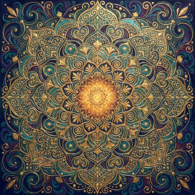 Gustav Klimt Golden Mandala Pattern Canvas Wall Art