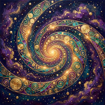 Gustav Klimt Spiral Galaxy Design Canvas Painting