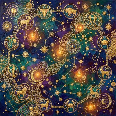 Gustav Klimt Celestial Star Map Design Canvas Painting