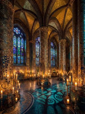 Gustav Klimt Cathedral Interior Vault Canvas Wall Art