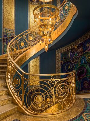 Gustav Klimt Grand Staircase Scene Canvas Painting