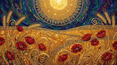 Gustav Klimt Summer Solstice Meadow Canvas Painting