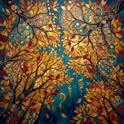 Gustav Klimt Autumn Canopy View Below Canvas Wall Art