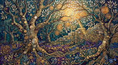Gustav Klimt Olive Orchard at Sunrise Canvas Wall Art