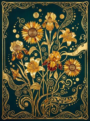 Gustav Klimt Botanical Illustration Art Canvas Painting