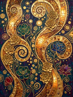Gustav Klimt Vertical Garden Wall Scene Canvas Wall Art
