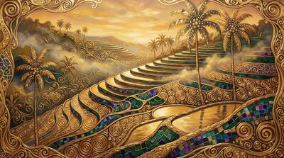 Gustav Klimt Rice Terrace Panorama Canvas Wall Art